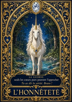 Carte Mérite L'Honnêteté — la Licorne