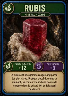 Carte Le rubis — set Minéraux