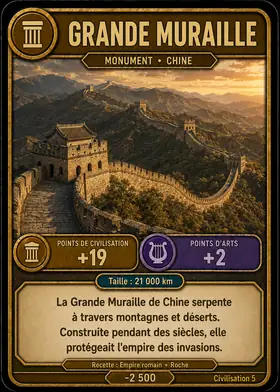 Carte La Grande Muraille — set Monuments du monde